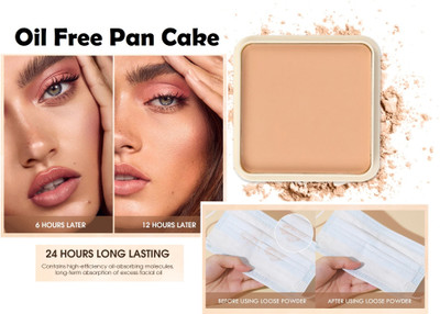 tanvi27 Best Matte Finish & Oil Free Mineral Pressed Powder Pan Cake with Puff Compact(Faintly Fabulous, 15 g)