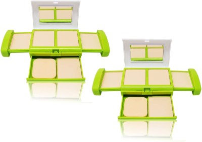 MYEONG Professional And Waterproof 5 IN 1 Green Compact Pressed Powder Compact(Beige, 80 g)