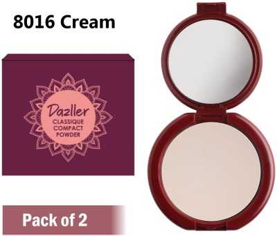 Dazller Powder, (Pack of 2) Velvety Natural Finish, Oil-Control Compact(8016 Cream, 9 g)