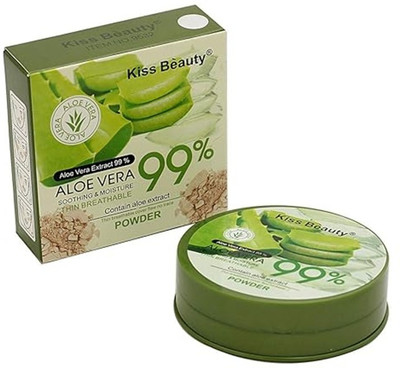 Kiss Beauty Ideal for normal to oily skin, Compact Powder Aloe Vera Compact(Green, 15 g)