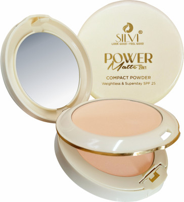 SILVI Power Matte 2 in 1 Compact Powder – Weightless & Superstay with SPF 25 Compact(Natural, 20 g)