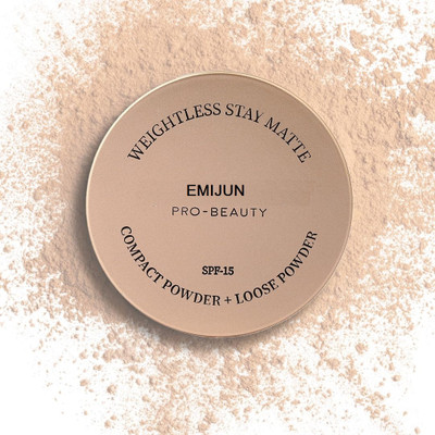 Emijun Compact and Loose Powder | Full Coverage | Oil Control and Long Lasting  Compact(LIGHT BEIGE, 43.4 g)