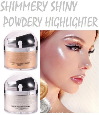 Latixmat Best Quality Shimmer Finish Gold & Silver Highlighter Powder Highlighter(Gold & Silver)