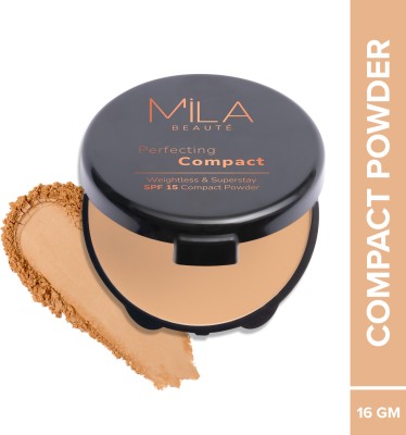 MILA BEAUTÉ Superstay Perfecting Compact Powder Lightweight Natural Matte Finish SPF15 Compact(Sand, 16 g)