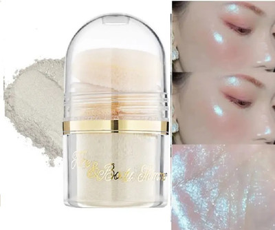 GABBU White Highlighter & Glitter Powder Illumination For Face Compact(White, 10 g)