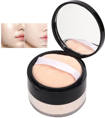 MYEONG Face Make Up Oil Control Loose Powder Translucent Setting Powder Compact(Ivory Cream, 10 g)