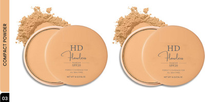Luipui PREMIUM HD FLAWLESS SPF 20 FULL COVERAGE, LONG LASTING COMPACT POWDER PACK OF 2 Compact(BEIGE, 32 g)