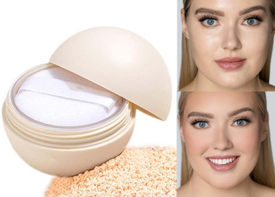 MYEONG Matte Finishing Powder Translucent Loose Setting Powder Compact(Soft Beige, 8 g)