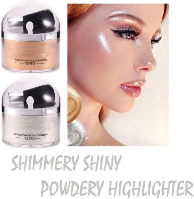 GFSU - GO FOR SOMETHING UNIQUE Professional Makeup Face Brightener Silver & Gold Shimmer Powder Compact(Silver, Gold, 40 g)