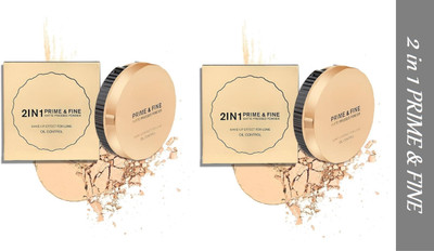 Luipui Premium New 2 in1 Prime & Fine Make-up Effect Compact Powder (Sets 2) Compact(Soft Ivory, 20 g)