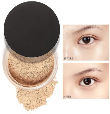 MYEONG Translucent Loose Setting Powder Lightweight Sets Foundation Makeup Compact(Ivory Beige, 12 g)
