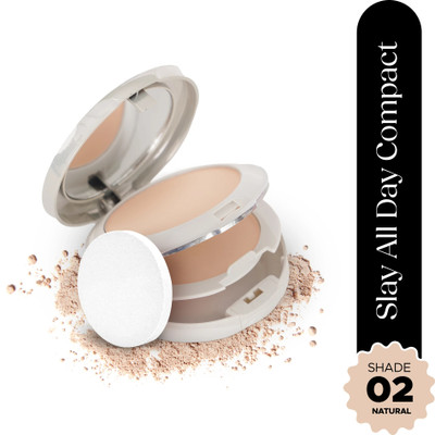 Hilary Rhoda Slay All Day Compact | 2 in 1 Compact | Matte & Shimmer Finish  Compact(Shade 2-Natural, 20 g)