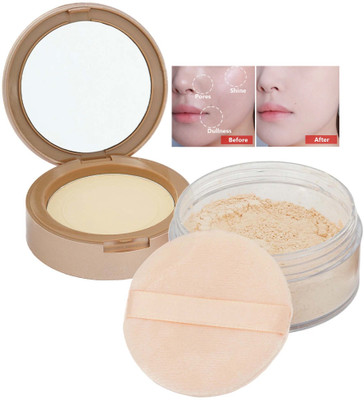 MYEONG Make up Setting Duo Compact & Loose Powder Compact(Buff Beige, 43.3 g)