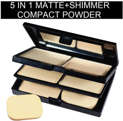 Emijun NEW 5 IN 1 MATTE+SHIMMER COMPACT FOR SETTING MAKEUP & OIL FREE BASE Compact(MULTI COLOR, 38 g)