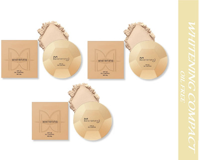 Luipui Premium New Whitening Oil Control 3D Effect Compact Powder (Sets 3) Compact(Soft Ivory, 20 g)