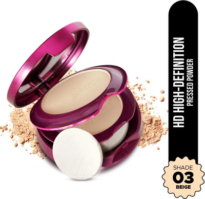 Hilary Rhoda High-Definition Pressed Powder | 2 in 1 Compact Powder | Shimmery & Matte Finish Compact(Shade-03, Buff Beige, 18 g)