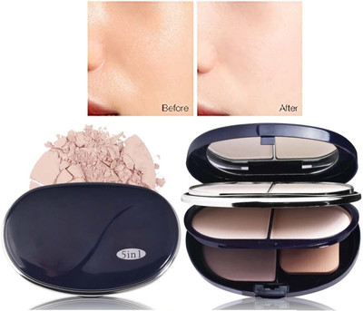 MYEONG 5 in 1 Loose Face Compact Powder, Matte Finish & Poreless Look Compact(Multi Shade, 50 g)