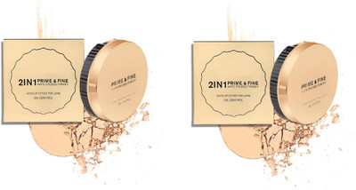 Luipui Premium Prime & Fine 2in1 Makeup Effect Whitening Compact Powder (Sets 2) Compact(Soft Ivory, 40 g)