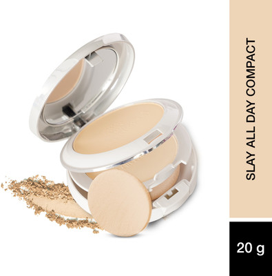 Hilary Rhoda Slay All Day Compact | 2 in 1 Compact | Matte & Shimmer Finish Compact(Shade 2-Natural, 20 g)