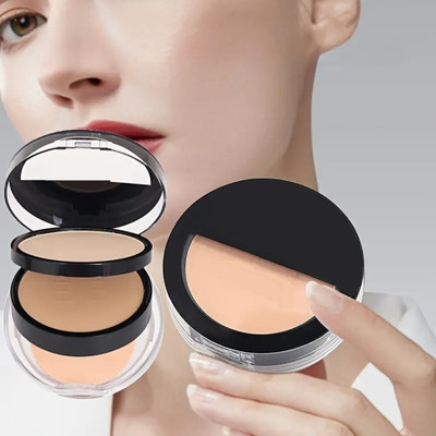 MYEONG 2 in 1 Compact Powder Flawless Matte Finish and Shine Control Pressed Powder Compact(Light Banana, 15 g)