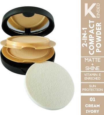 KINDED Compact Powder with Vitamin E & SPF for Face Makeup Shimmer Compact(Cream Ivory, 18 g)