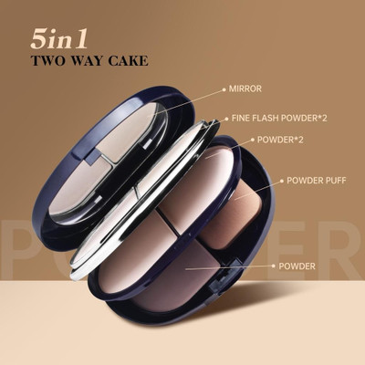 MYEONG 5 in 1 Matte + Poreless Loose Face compact Powder, Matte Finish  Compact(Multi Shade, 27 g)