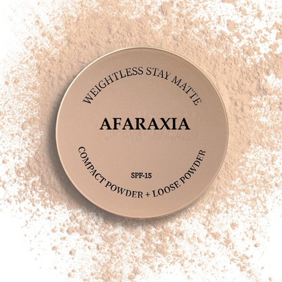 AFARAXIA 2 In 1 Matte Pressed Powder + Loose Powder | SPF 15 | Non Oily Matte Look Compact(BEIGE, 43.4 g)