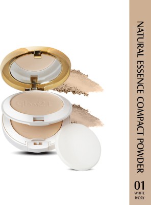 Glam21 Cosmetics Natural Essence Oil-Control Compact Powder| Longlasting Vitamin-E Matte Finish Compact(White Ivory, 20 g)