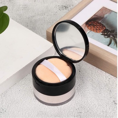 BLUEMERMAID Loose Powder Foundation Transparency Powder with Puff Compact(Natural, 10 g)