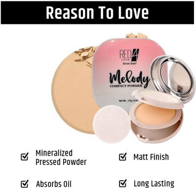 RED4 Meelody 2 In 1 Matte & Shimmer Waterproof Compact Powder face Compact(multi, 27 g)
