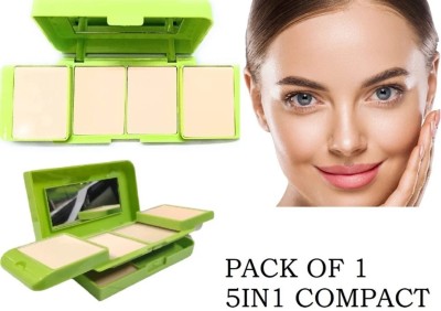 GABBU 5in1 Green Tea Professional Translucent Smooth Setting Compact Powder Compact(multi color, 50 g)