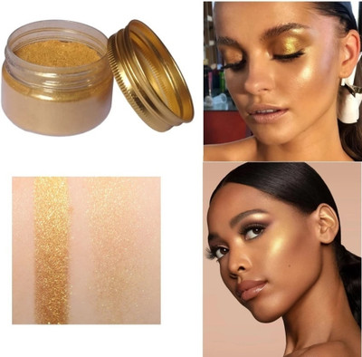 THTC Glowing Shimmer Shimmery Shiny Gold Highlight For Professional Look Compact(golden, 15 g)