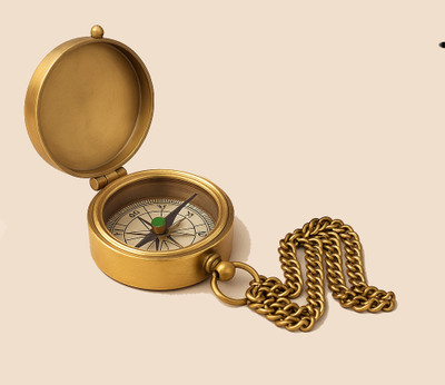 Brassvault Vintage Brass Engraved Compass Compass(Gold)