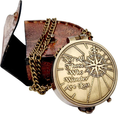 APAX Antique Brass Not All Those Who Wonder are Lost Compass Engraved Directional Compass(Brown)