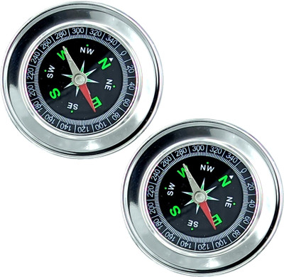 JB CREATION Pack of 2 High Quality Directional Magnetic Steel Compass For Adventure Compass(Silver)