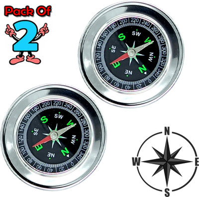 JB CREATION Pack Of 2 Metal body directional use pocket compass Compass Compass(Black, Silver)