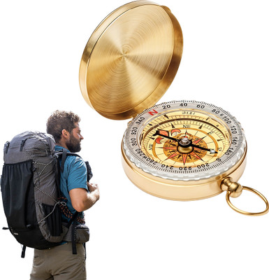 Verilux Vintage Glow in the Dark Pocket Compass 2.36 Inches with Flip Lid Hanging Ring Compass(Gold)