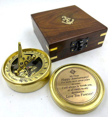 Ascent India Anniversary Sundial Compass Gift for Him or Her Gift Ideas for Husband or Wife Compass(Gold)