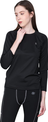 Urboholic Solid Women Round Neck Black T-Shirt