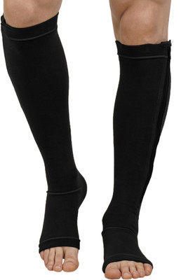 LYMPHACURE Medical Compression Stockings for Varicose Veins with ZIP | Below Knee | COTTON Men, Women Compression(Black Sleeveless)