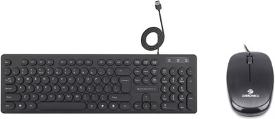ZEBRONICS K24 Wired Keyboard + Power Wired Mouse Combo Set(Black)