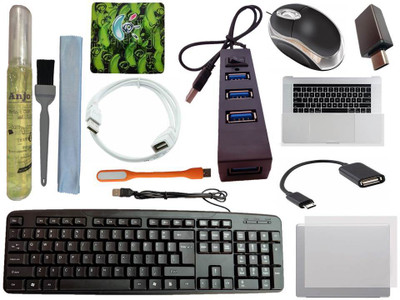 ANJO Keyboard-LED Mouse-Pad-2.0 Hub-3in1 Cleaner-OTG Micro&C-Ext Cable 1.5m-LED-Skin Combo Set