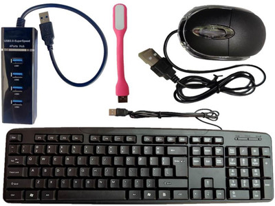 ANJO Wired USB Keyboard-Wired LED Mouse-3.0 USB Hub-LED Combo Set