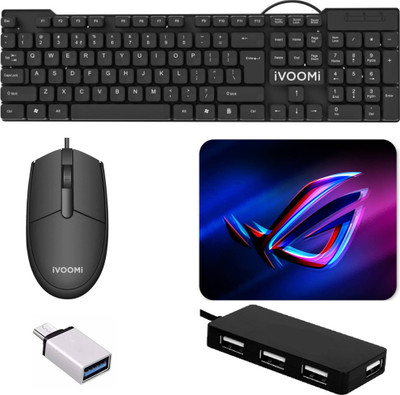 Henture iVoomi Keyboard, Mouse and usb Hub , mouse pad and otg cable Combo Combo Set Combo Set Designed for Gaming(Black)