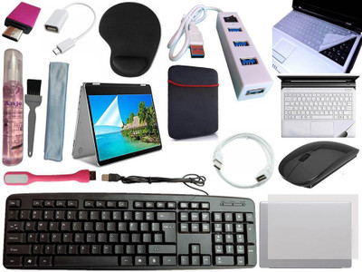 ANJO KeyboardWirelesMous-WrPad-Hub-3n1Cl-OTGCM-Ext-LED-Skin-15.6iScrn&KeyGuard&Sleeve Combo Set