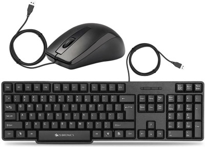ZEBRONICS K20 Keyboard and Alex Wired Optical Mouse Combo Set(Black)