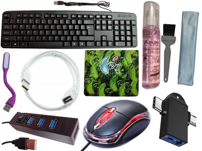 ANJO USB Keyboard-LED Mouse-Pad-2.0Hub-Gel3in1-LED-1.5m Ext. Cable-OTG C&Micro 2in1 Combo Set Designed for Gaming(Multicolor)
