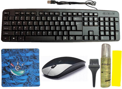 ANJO USB Keyboard-Wireless Mouse-Pad-3in1 Cleaner Combo Set Designed for Gaming(Multicolor)