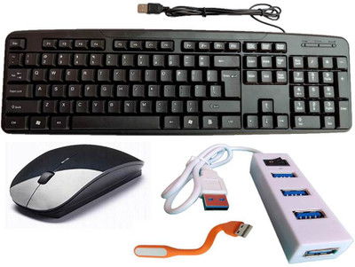 ANJO Wired USB Keyboard-Wireless Mouse-2.0 USB Hub-LED Combo Set Designed for Gaming(Multicolor)