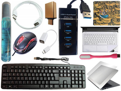 ANJO Keyboard-LED Mouse-Pad-3.0 USB Hub-Cleaner-OTG Micro&C-Ext Cable 1.5m-LED-Skin Combo Set